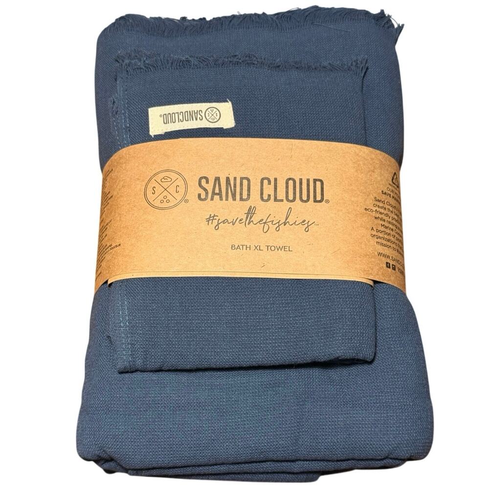 Sand Cloud Turkish Cotton Bath Bundle 2-Piece Towel Set Navy Blue NWT